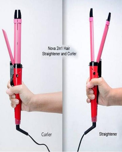 2 in 1 Nova Hair Straightener and Curler Hair Straightener + Curler Versatile Styling Tool for Straightening and Curling Hair