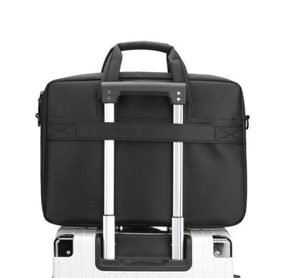Premium 17-Inch Oxford Fabric Laptop Bag – Spacious Plain Black Waterproof Office Messenger Briefcase