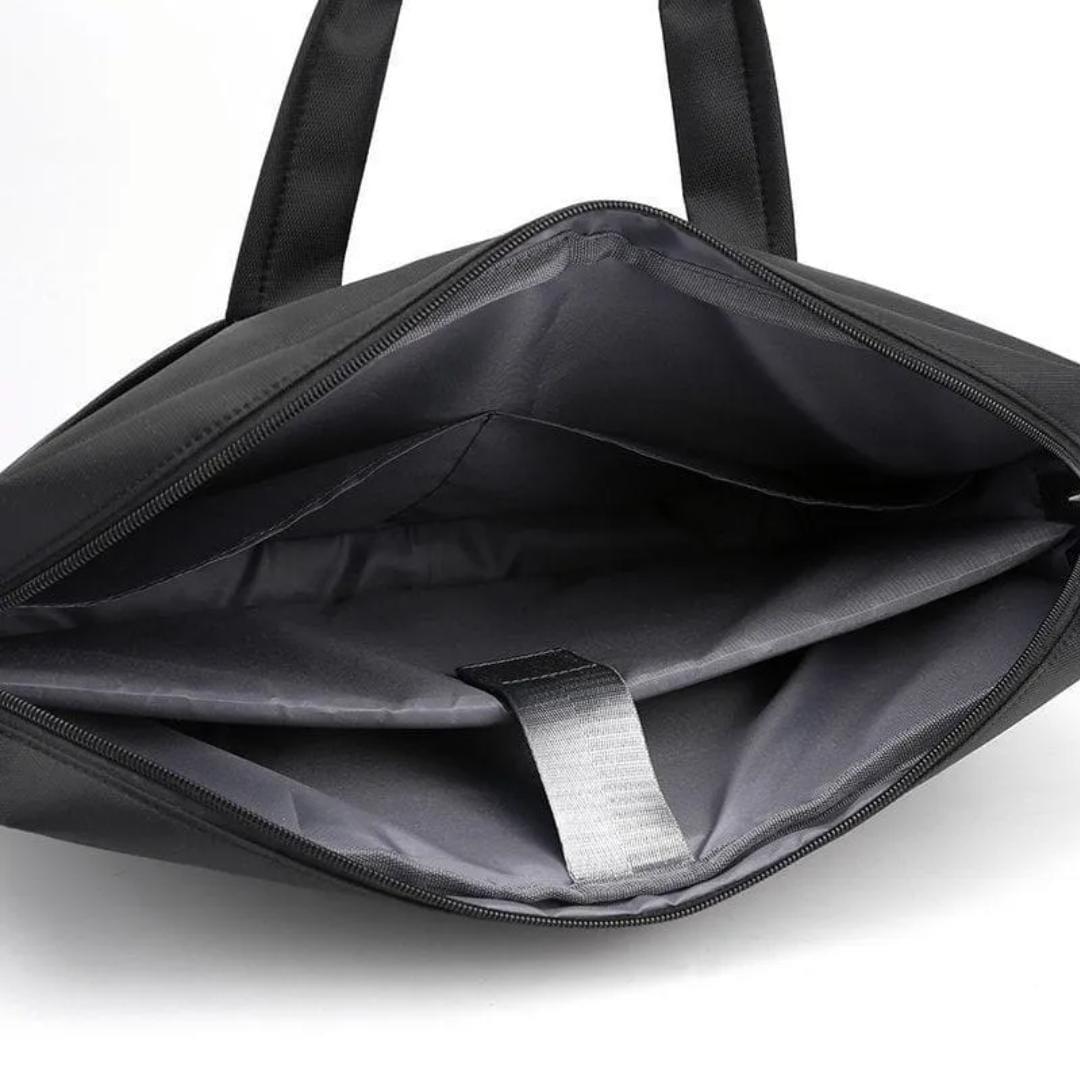 Premium 17-Inch Oxford Fabric Laptop Bag – Spacious Plain Black Waterproof Office Messenger Briefcase